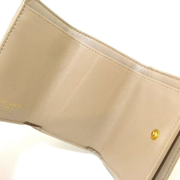 SAINT LAURENT PARIS Monogram Origami Tiny Wallet Beige Grain Leather 425-081125 - Picture 7 of 10